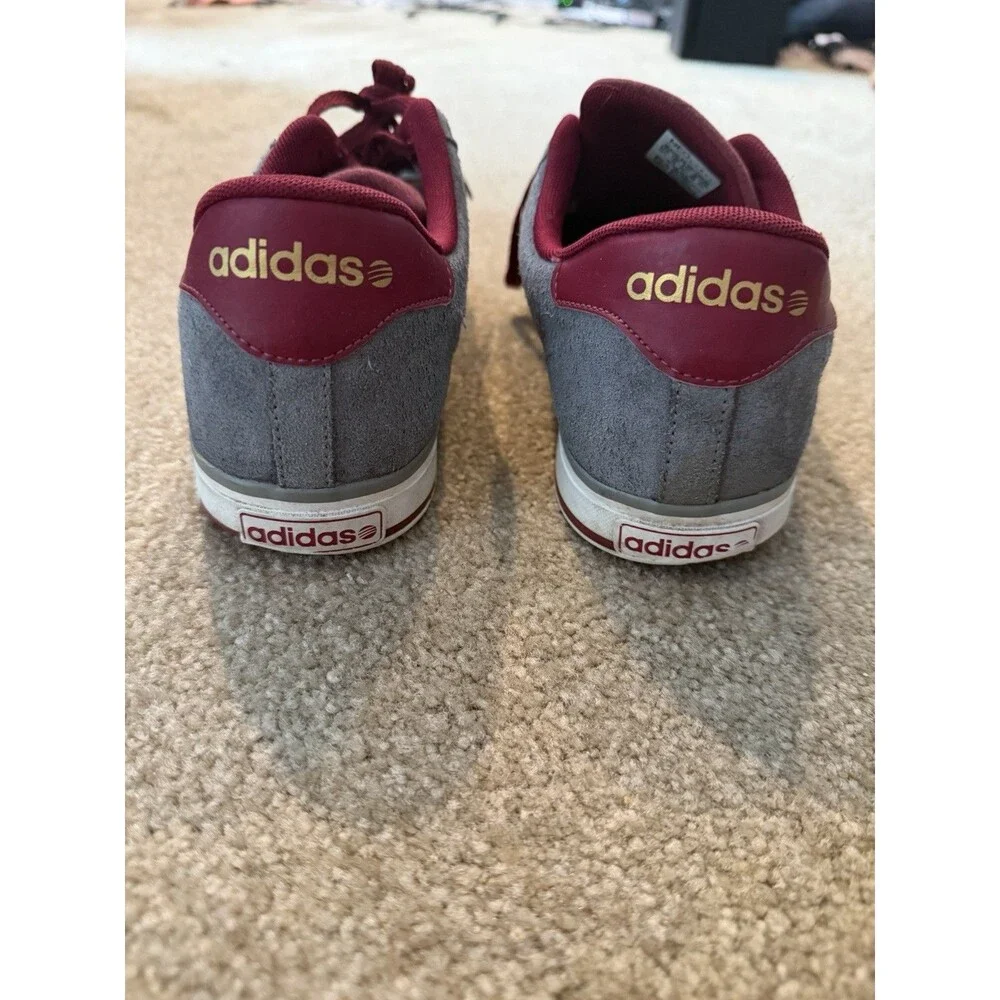 Mens Adidas Neo Fit Gray W/ Maroon Stripes Size 10 1/2